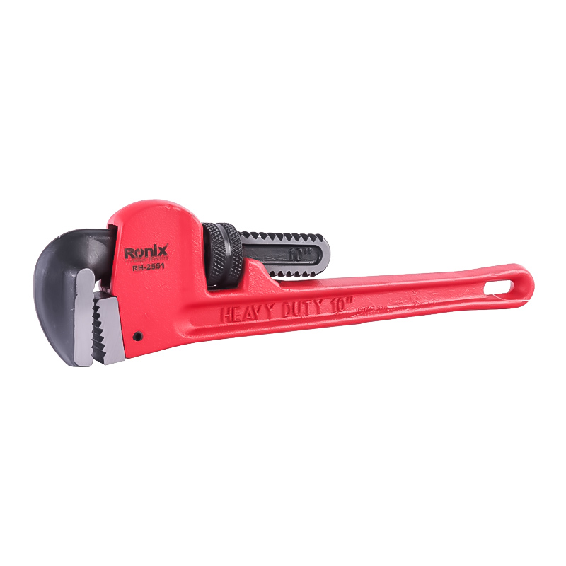 Ronix Rh-2551 Pipe Wrench 10" Heavy Duty Aluminum Steel Straight Telescopic Pipe Stainless Steel Adjustable Wrench