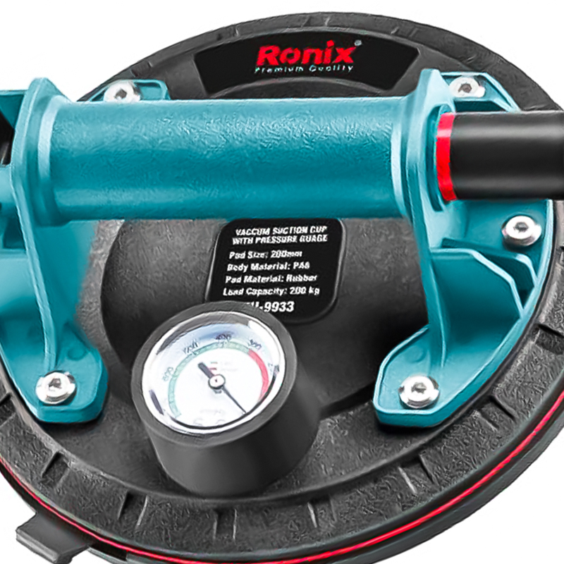 Ronix Rh-9933 Vacuum Suckers Double Rubber with Press Gage Plastic Double Cup Rubber Sucker Vacuum Glass Suction Lifter