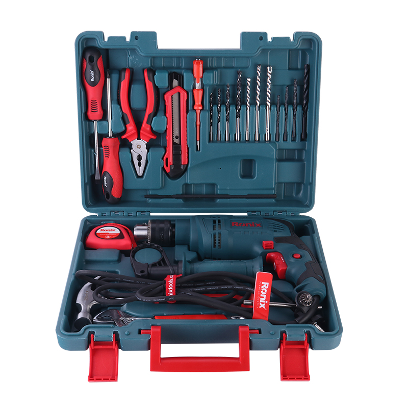 Ronix Model RS-0001 Double Insulated Safety Construction High Torque Effective Power Tools 13mm Electric Drive Impact Drill kit Tool Set